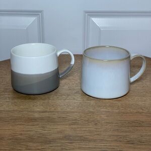 2013 Starbucks White & Grey Coffee Tea Mug 10 oz Cup- Pair of 2